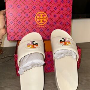 TORY BURCH leather slides. Never worn. US size 11 women’s.